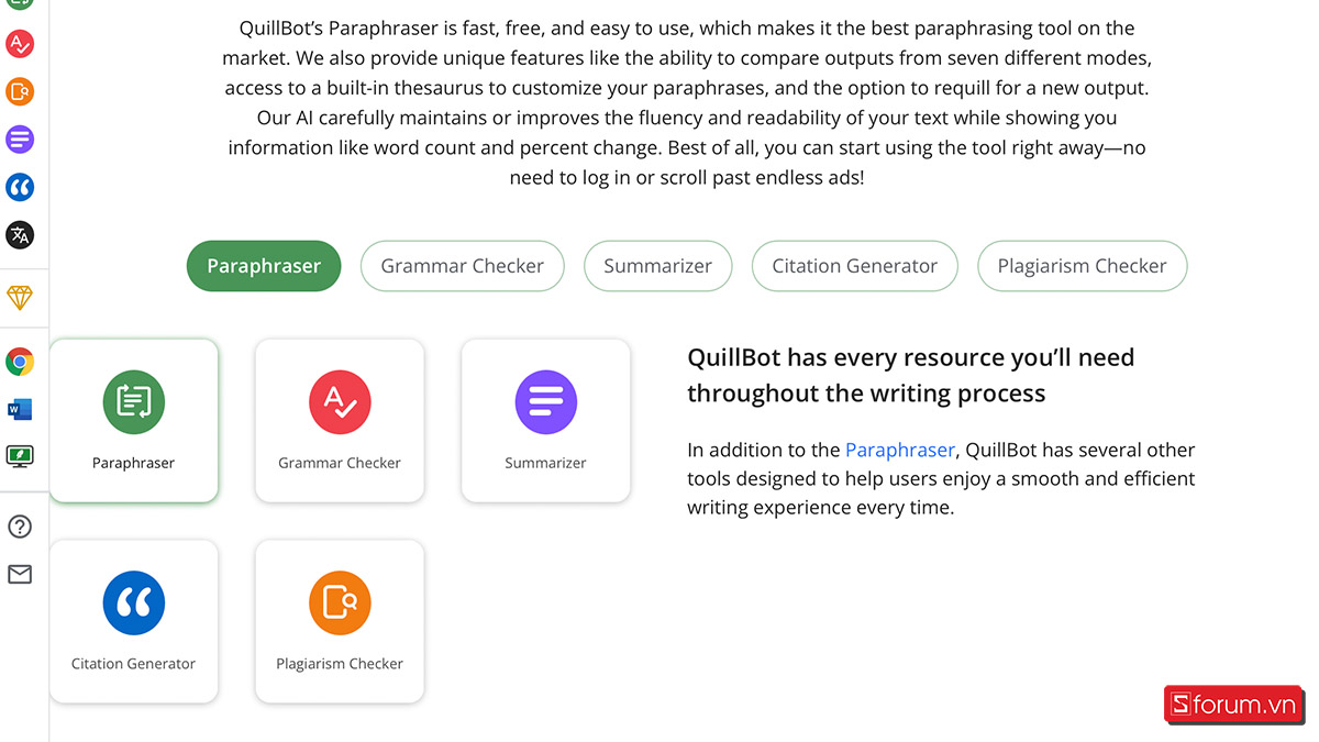 Tính năng QuillBot Paraphrase
